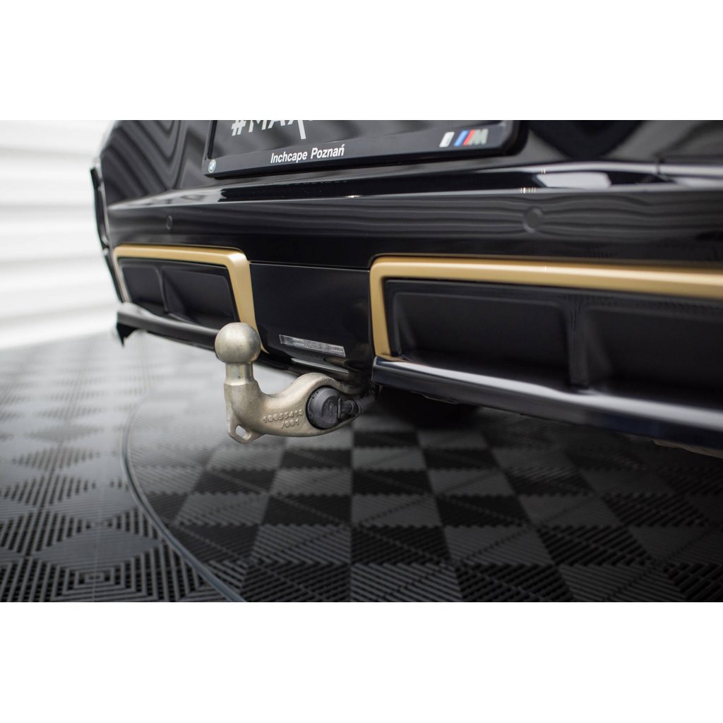 Maxton Design středový spoiler pod zadní nárazník s žebrováním pro BMW XM G09, černý lesklý plast ABS