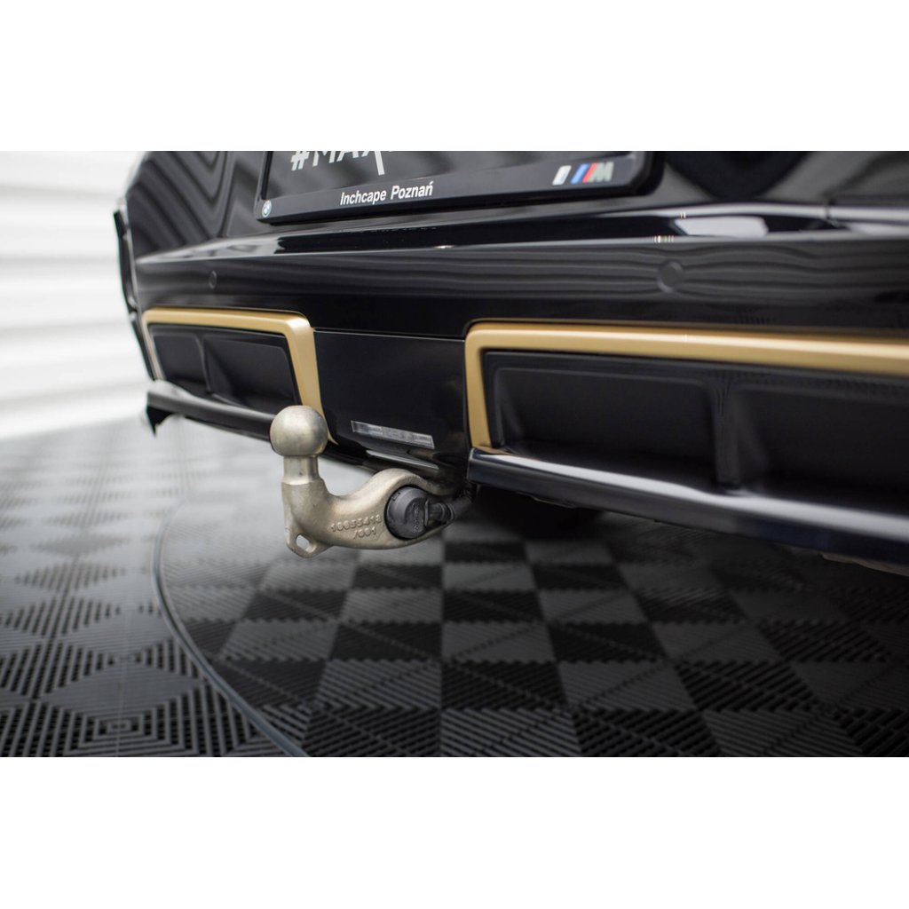 Maxton Design středový spoiler pod zadní nárazník s žebrováním pro BMW XM G09, černý lesklý plast ABS