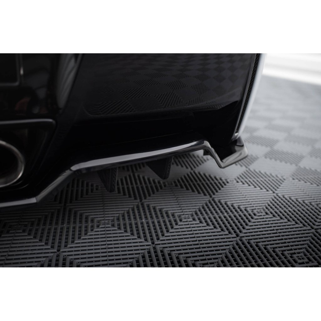 Maxton Design středový spoiler pod zadní nárazník s žebrováním pro Chevrolet Corvette C7, černý lesklý plast ABS, Stingray