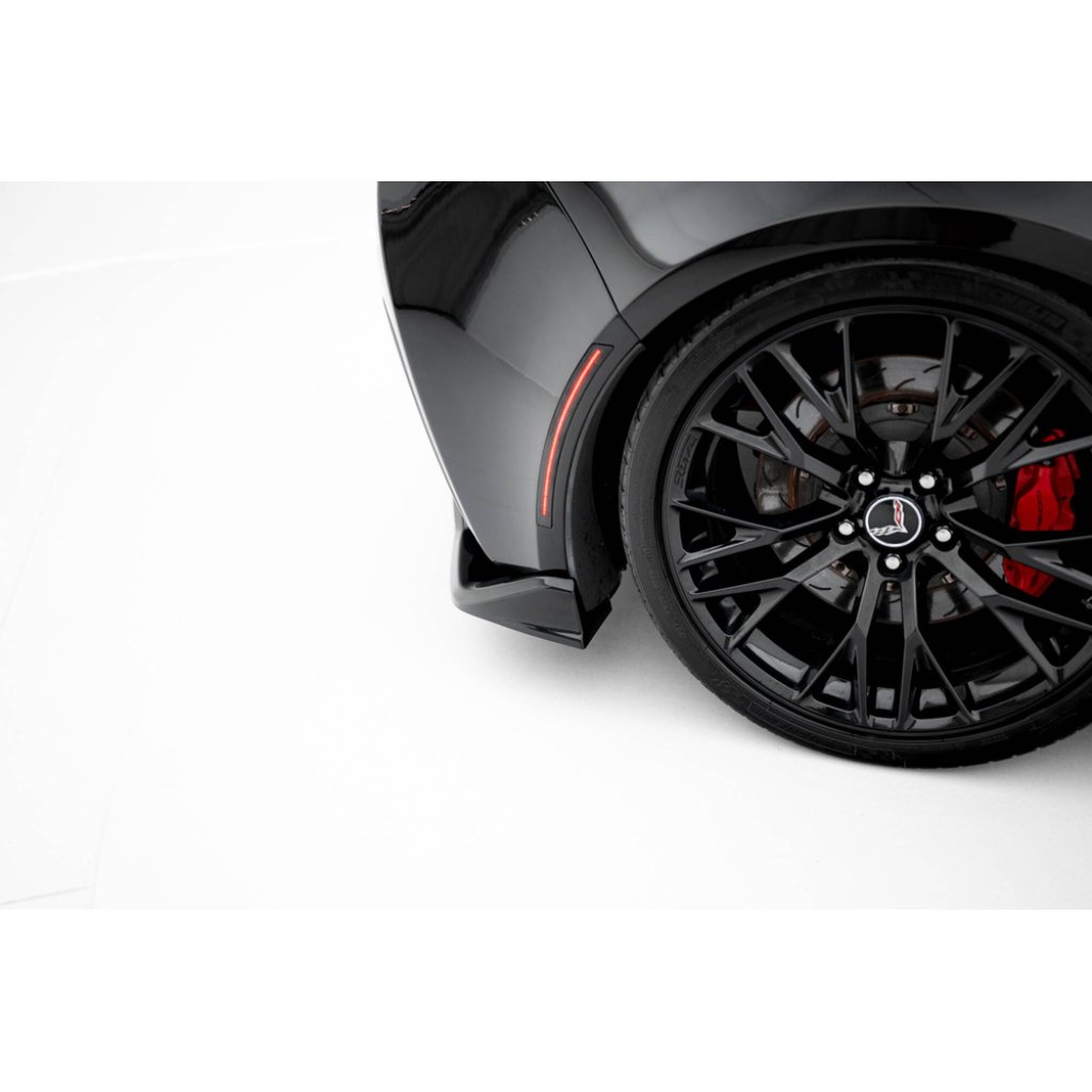 Maxton Design středový spoiler pod zadní nárazník s žebrováním pro Chevrolet Corvette C7, černý lesklý plast ABS, Z06
