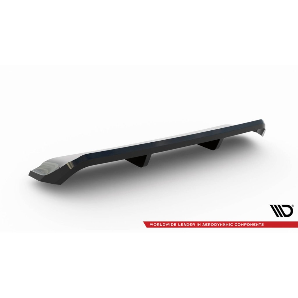 Maxton Design středový spoiler pod zadní nárazník s žebrováním pro Ford Focus Mk4, černý lesklý plast ABS, Vignale, Estate