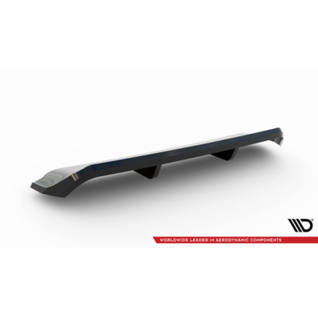 Maxton Design středový spoiler pod zadní nárazník s žebrováním pro Ford Focus Mk4, černý lesklý plast ABS, Vignale, Estate