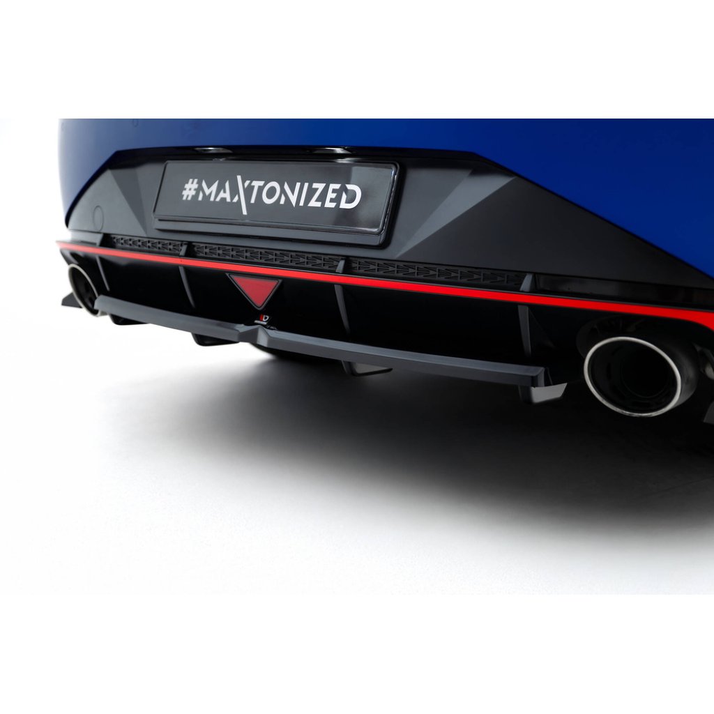 Maxton Design středový spoiler pod zadní nárazník s žebrováním pro Hyundai Elantra N Mk7, černý lesklý plast ABS