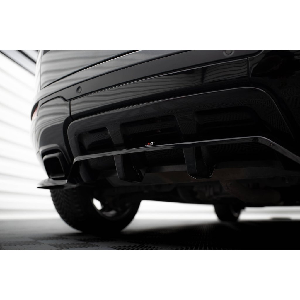Maxton Design středový spoiler pod zadní nárazník s žebrováním pro Land rover Range Rover Evoque Mk1 Facelift, černý lesklý plast ABS, HSE Dynamic