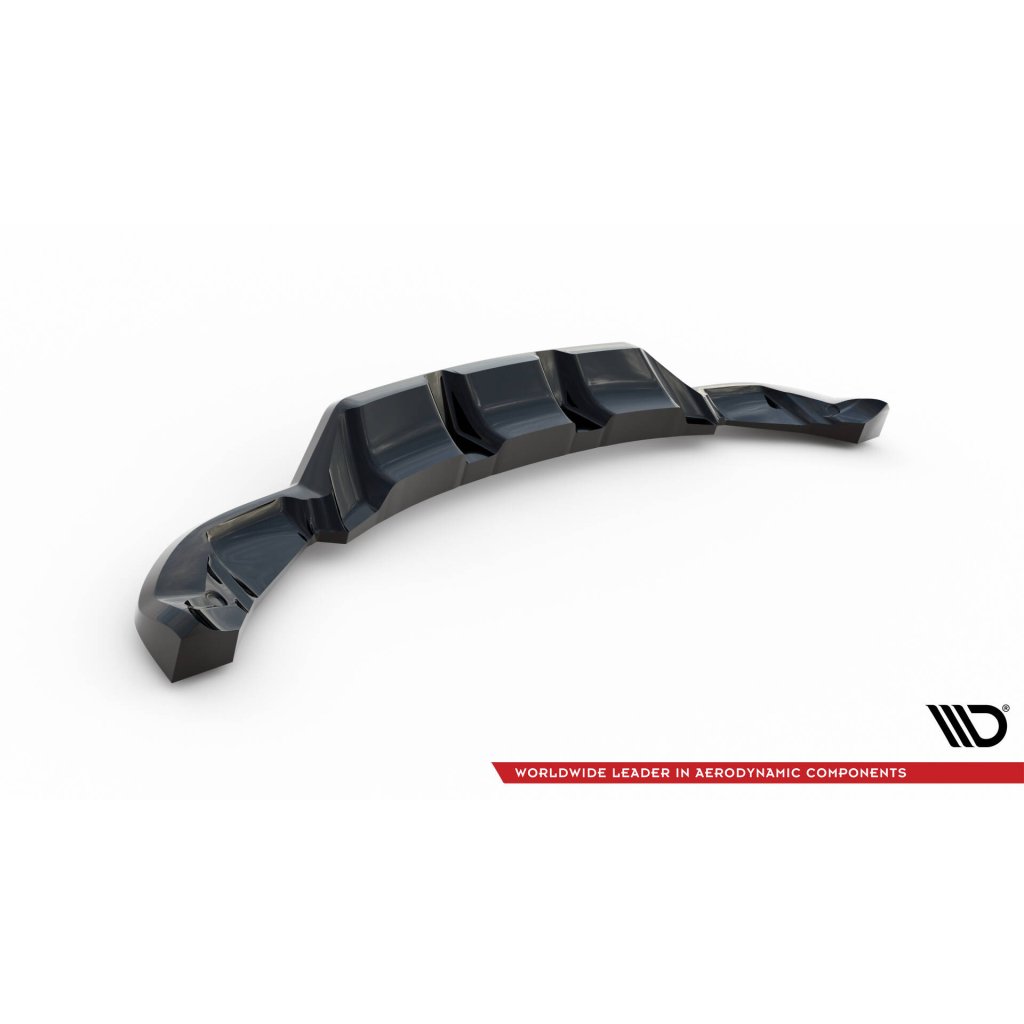 Maxton Design středový spoiler pod zadní nárazník s žebrováním pro Land rover Range Rover Evoque Mk1 Facelift, černý lesklý plast ABS, HSE Dynamic