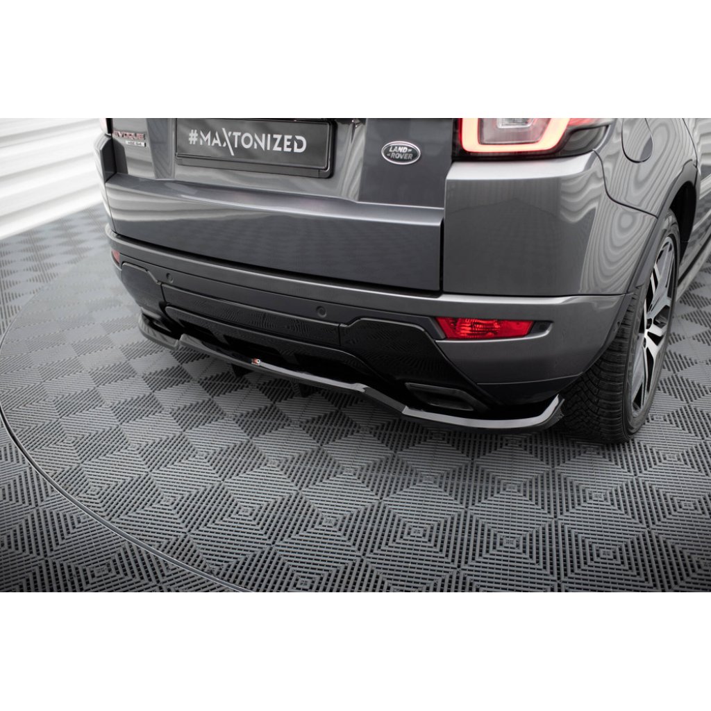 Maxton Design středový spoiler pod zadní nárazník s žebrováním pro Land rover Range Rover Evoque Mk1 Facelift, černý lesklý plast ABS, HSE Dynamic