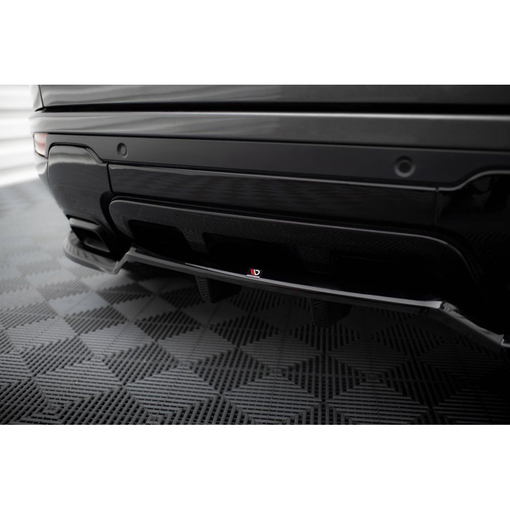 Maxton Design středový spoiler pod zadní nárazník s žebrováním pro Land rover Range Rover Evoque Mk1 Facelift, černý lesklý plast ABS, HSE Dynamic