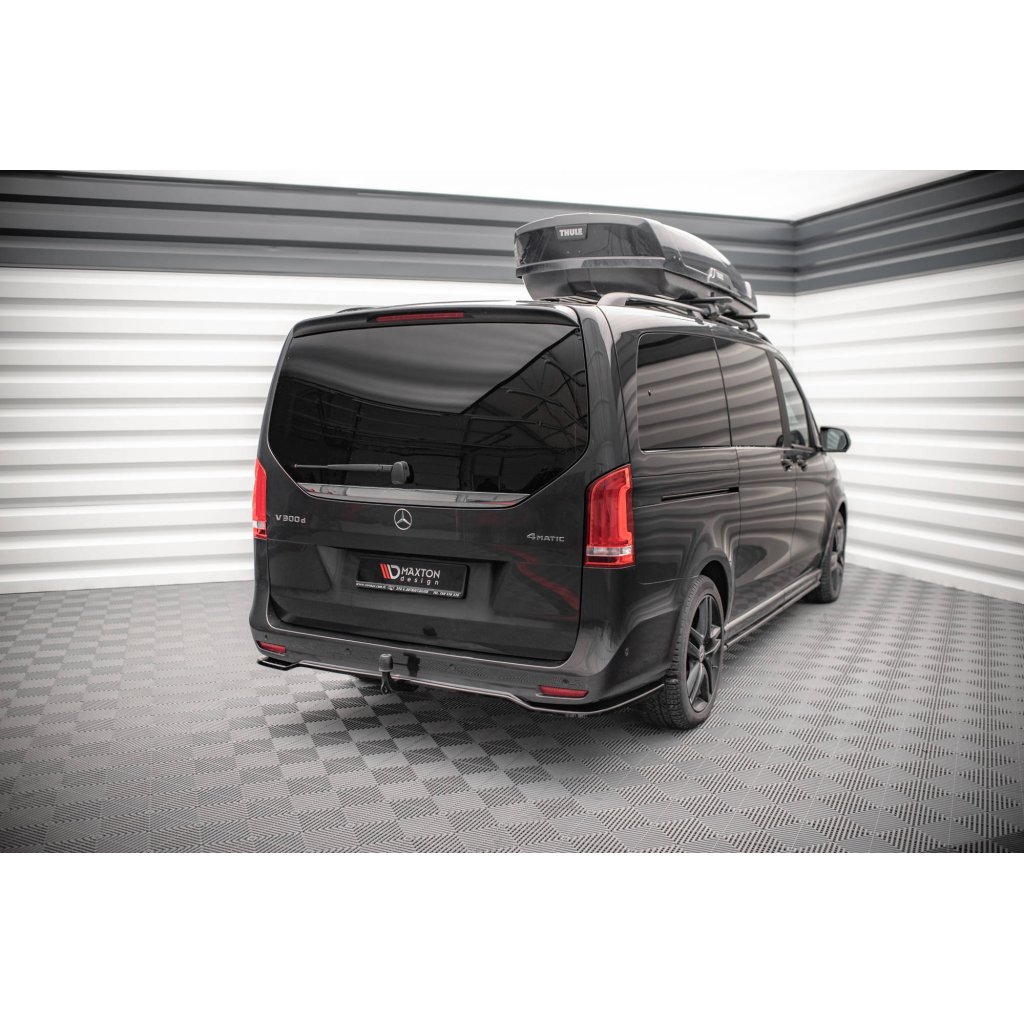 Maxton Design středový spoiler pod zadní nárazník s žebrováním pro Mercedes třída V W447F, černý lesklý plast ABS, AMG-Line