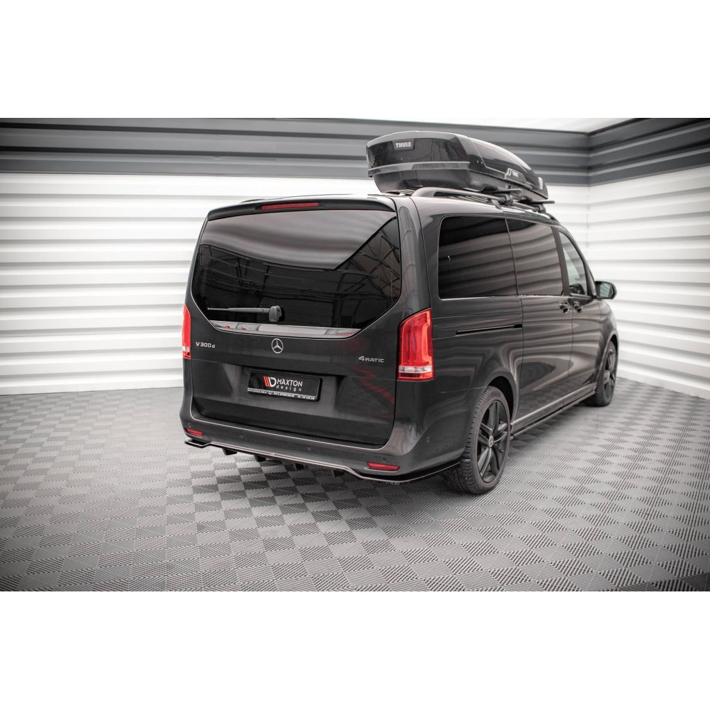 Maxton Design středový spoiler pod zadní nárazník s žebrováním pro Mercedes třída V W447F, černý lesklý plast ABS, AMG-Line