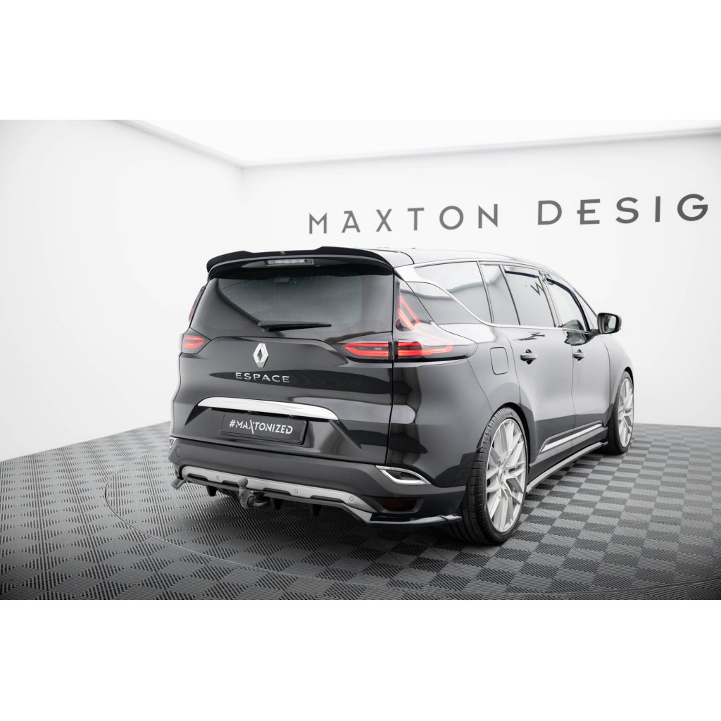 Maxton Design středový spoiler pod zadní nárazník s žebrováním pro Renault Espace Mk5 Facelift, černý lesklý plast ABS