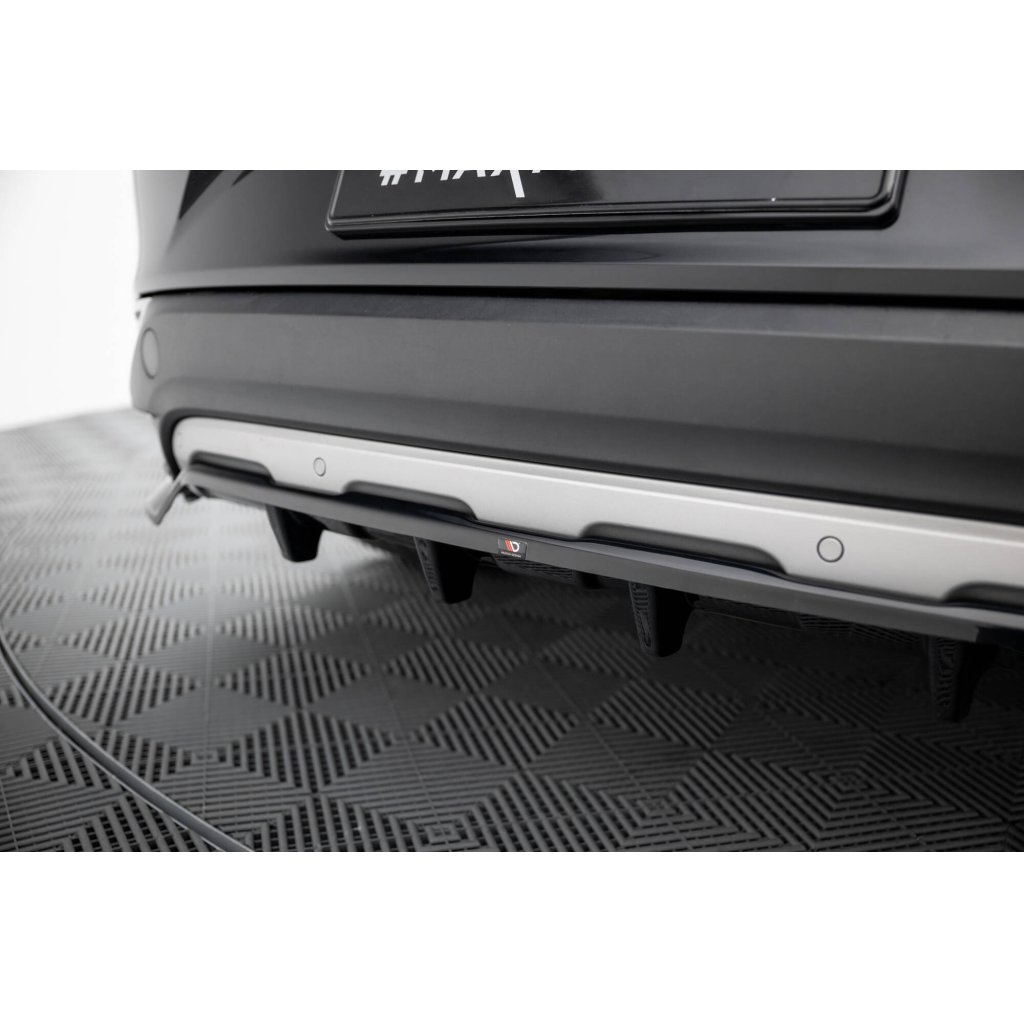 Maxton Design středový spoiler pod zadní nárazník s žebrováním pro Renault Espace Mk5 Facelift, černý lesklý plast ABS