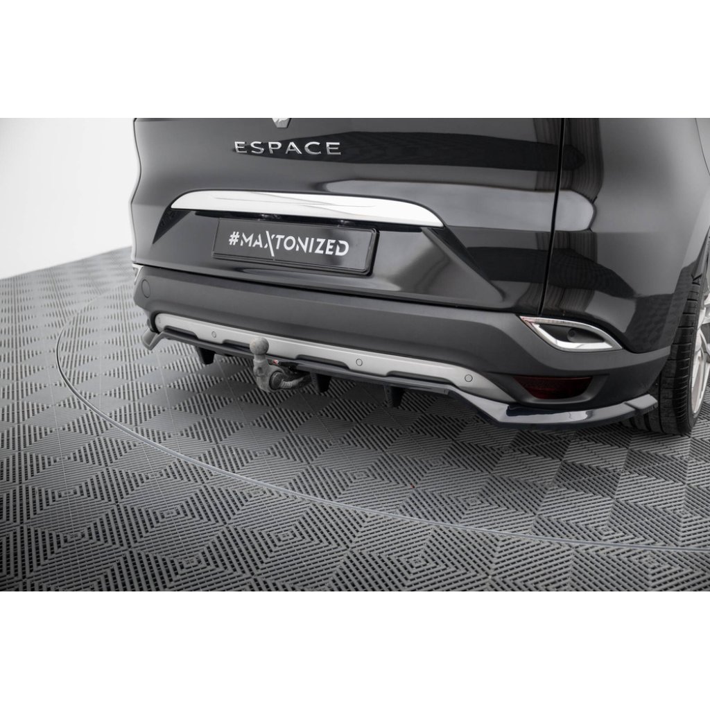 Maxton Design středový spoiler pod zadní nárazník s žebrováním pro Renault Espace Mk5 Facelift, černý lesklý plast ABS