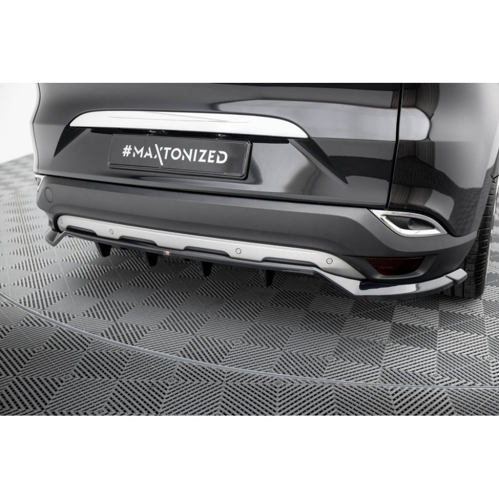 Maxton Design středový spoiler pod zadní nárazník s žebrováním pro Renault Espace Mk5 Facelift, černý lesklý plast ABS