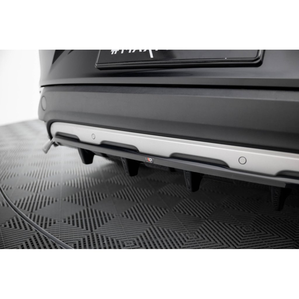 Maxton Design středový spoiler pod zadní nárazník s žebrováním pro Renault Espace Mk5 Facelift, černý lesklý plast ABS