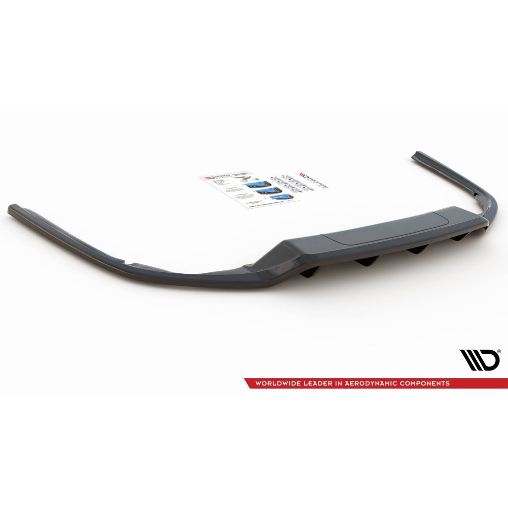 Maxton Design středový spoiler pod zadní nárazník s žebrováním pro Volkswagen Passat Mk8 (B8), černý lesklý plast ABS