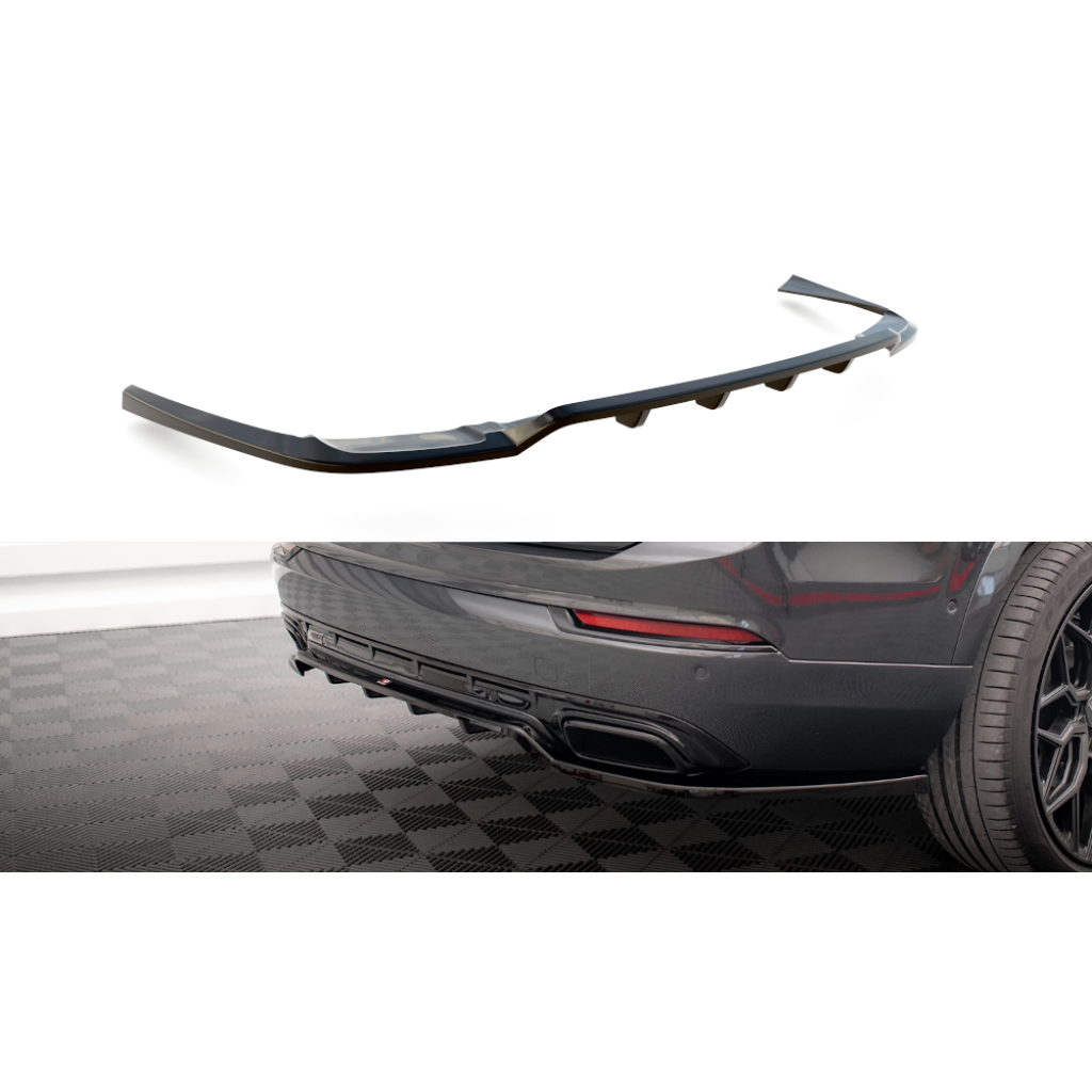 Maxton Design středový spoiler pod zadní nárazník s žebrováním pro Volvo XC90 Mk2 Facelift R-Design, černý lesklý plast ABS