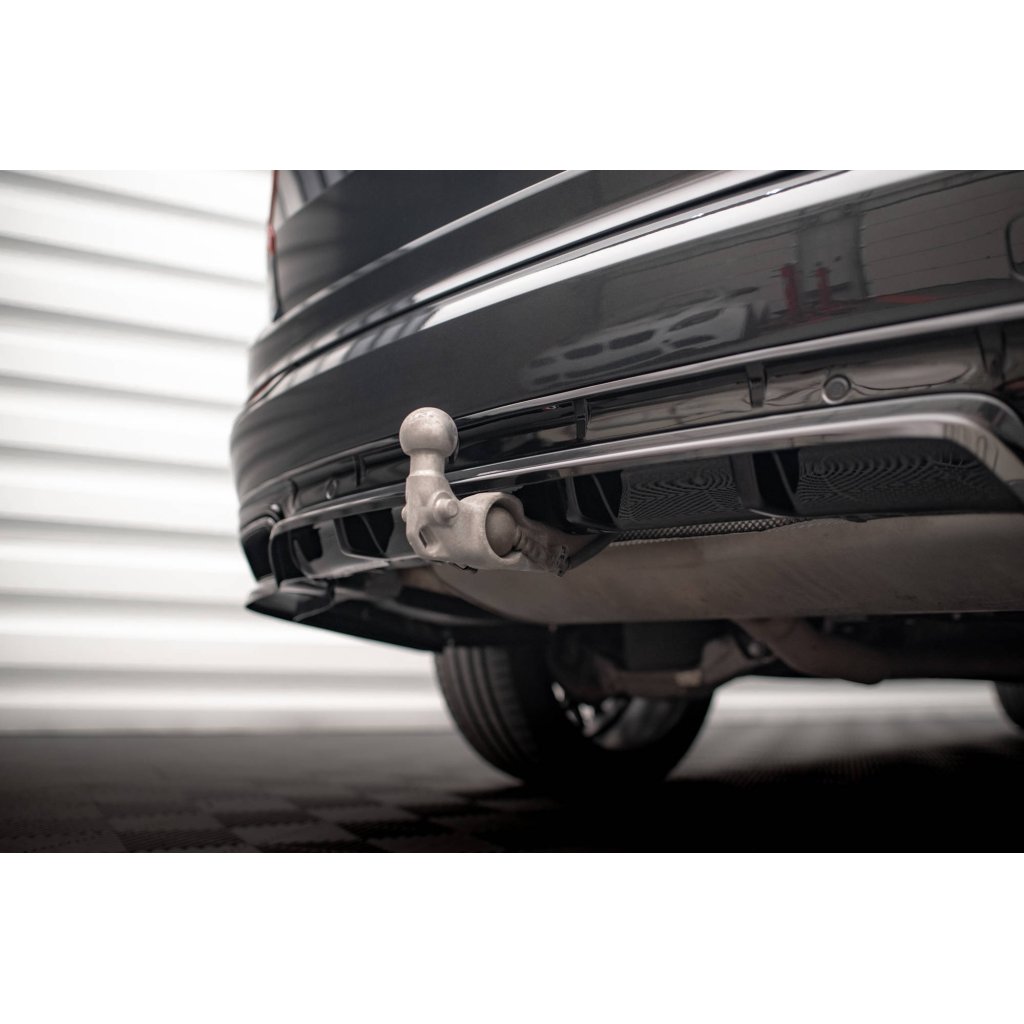 Maxton Design středový spoiler pod zadní nárazník s žebrováním pro Volvo XC90 Mk2 Facelift R-Design, černý lesklý plast ABS