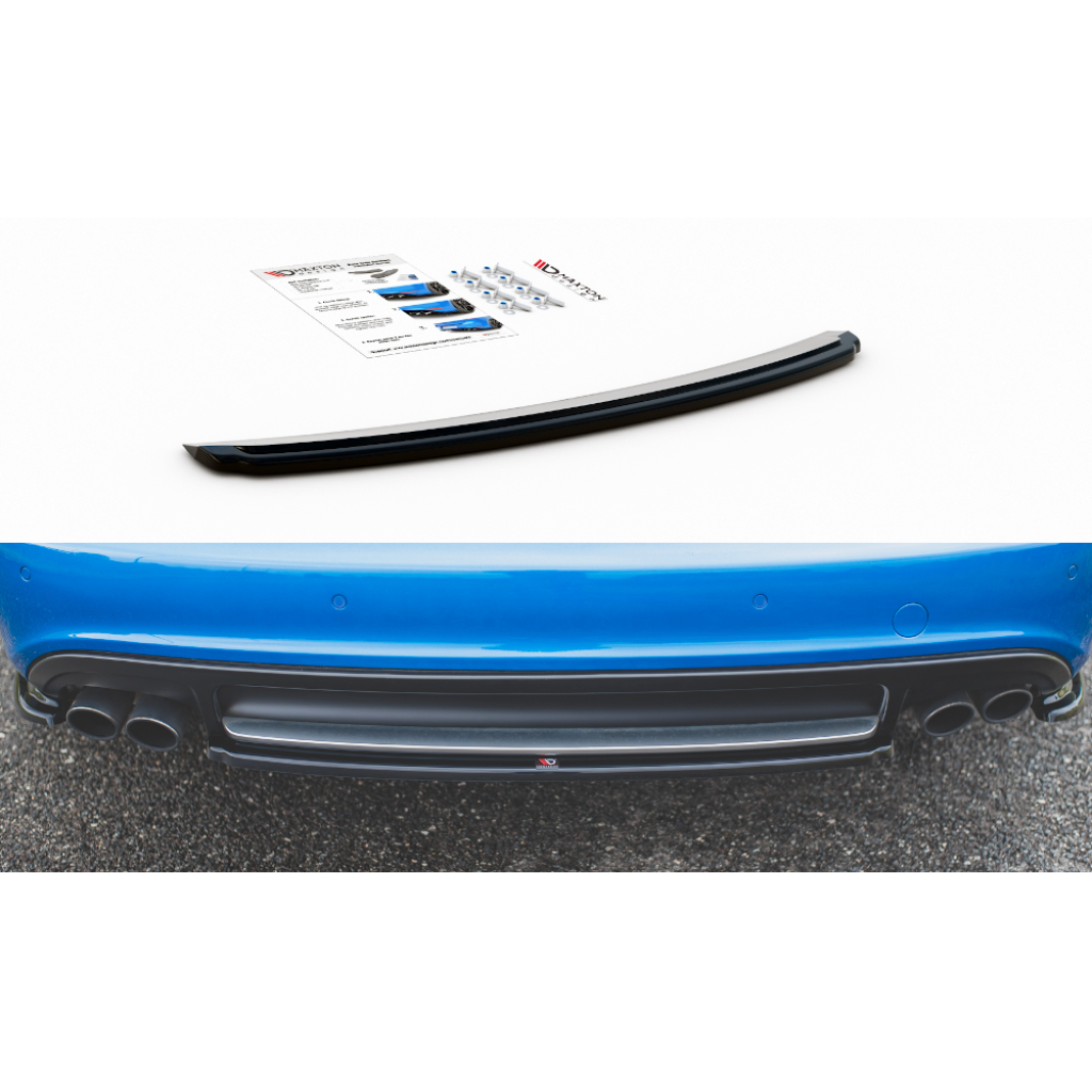 Maxton Design středový spoiler zadního nárazníku pro Audi A4 B8, černý lesklý plast ABS