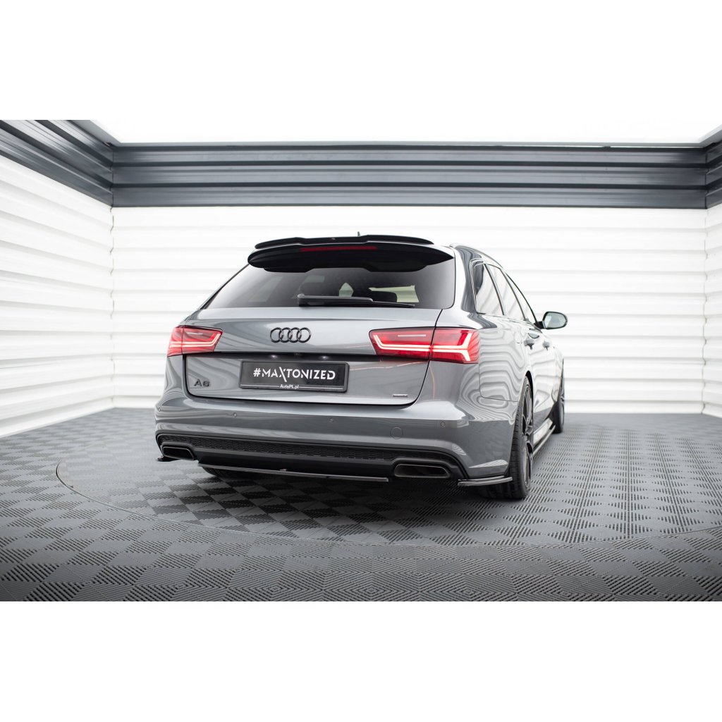 Maxton Design středový spoiler zadního nárazníku pro Audi A6 C7 FL, černý lesklý plast ABS