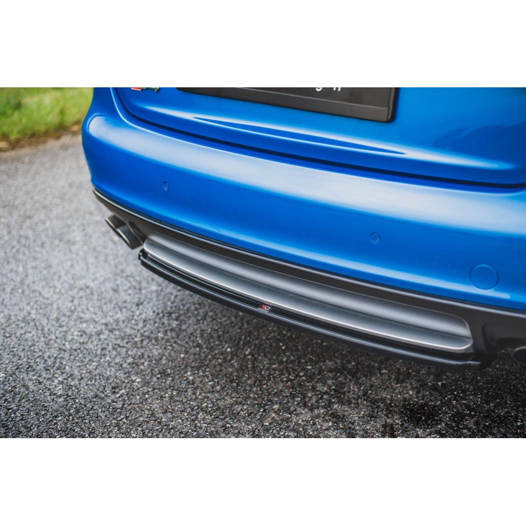 Maxton Design středový spoiler zadního nárazníku pro Audi S4 B8, černý lesklý plast ABS