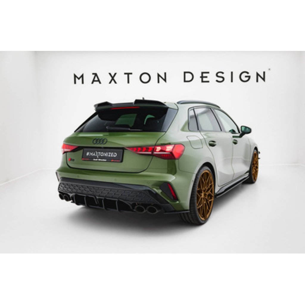 Maxton Design "Street Pro" boční difuzory pod zadní nárazník pro Audi S3 8Y Facelift, plast ABS bez povrchové úpravy, Sportback, s černou a červenou linkou