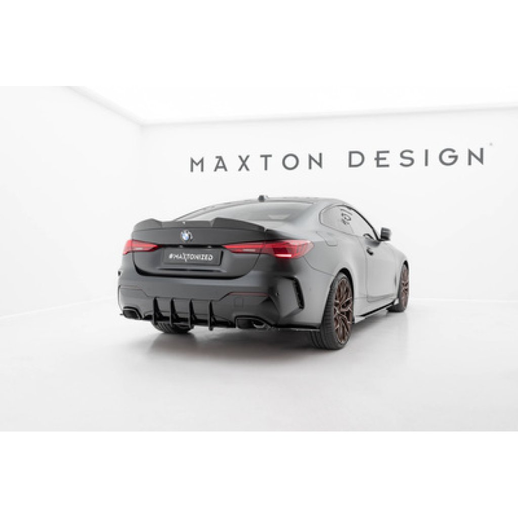 Maxton Design "Street Pro" boční difuzory pod zadní nárazník pro BMW řada 4 G22/M440i, G23, plast ABS bez povrchové úpravy, Coupe / M440i Cabrio, s černou a červenou linkou