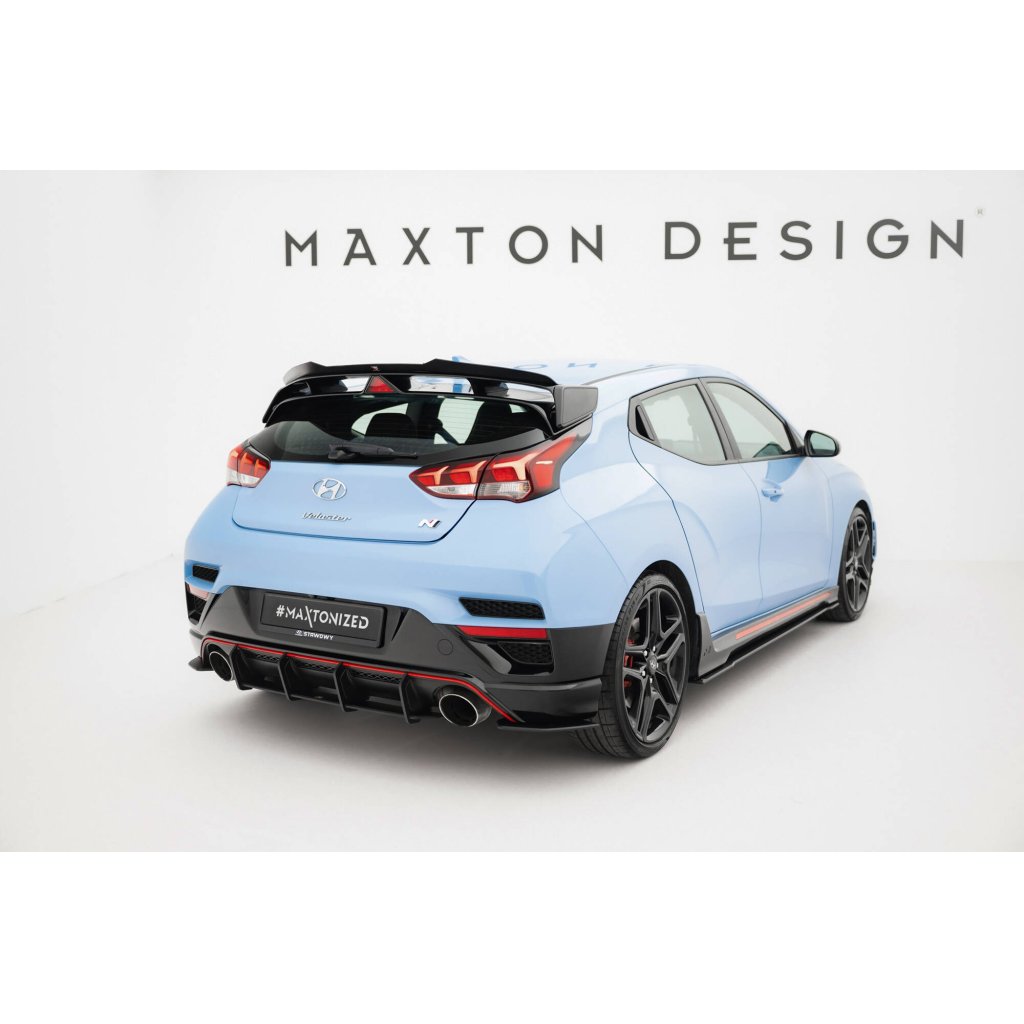 Maxton Design "Street Pro" boční difuzory pod zadní nárazník pro Hyundai Veloster N Mk2, plast ABS bez povrchové úpravy, s černou a červenou linkou