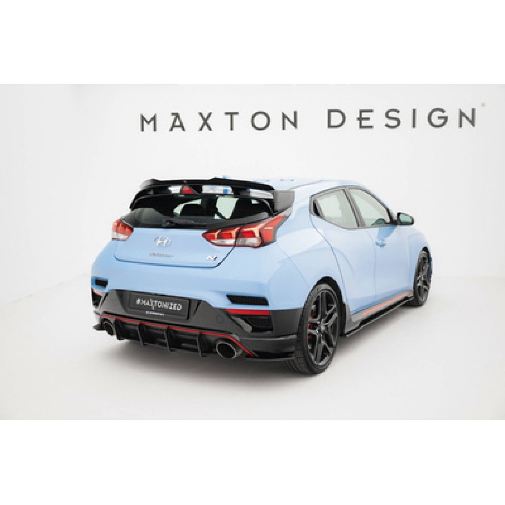 Maxton Design "Street Pro" boční difuzory pod zadní nárazník pro Hyundai Veloster N Mk2, plast ABS bez povrchové úpravy, s černou a červenou linkou