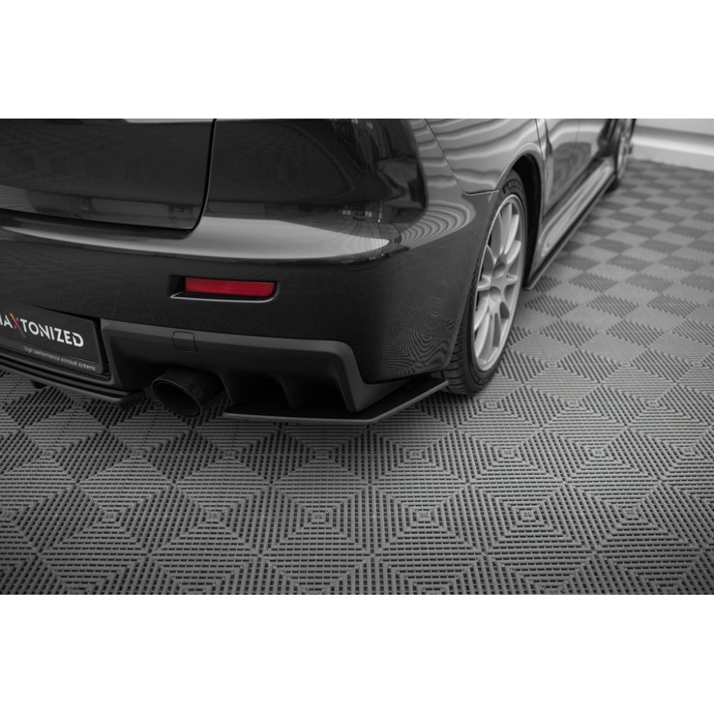 Maxton Design "Street Pro" boční difuzory pod zadní nárazník pro Mitsubishi Lancer Evo Mk10, plast ABS bez povrchové úpravy, s černou a červenou linkou