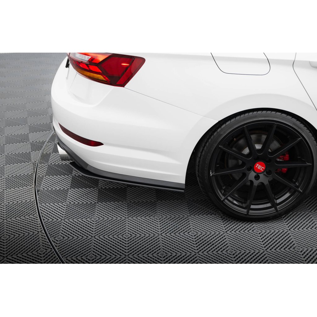 Maxton Design "Street Pro" boční difuzory pod zadní nárazník pro Volkswagen Jetta Mk7 GLI, plast ABS bez povrchové úpravy, s černou a červenou linkou