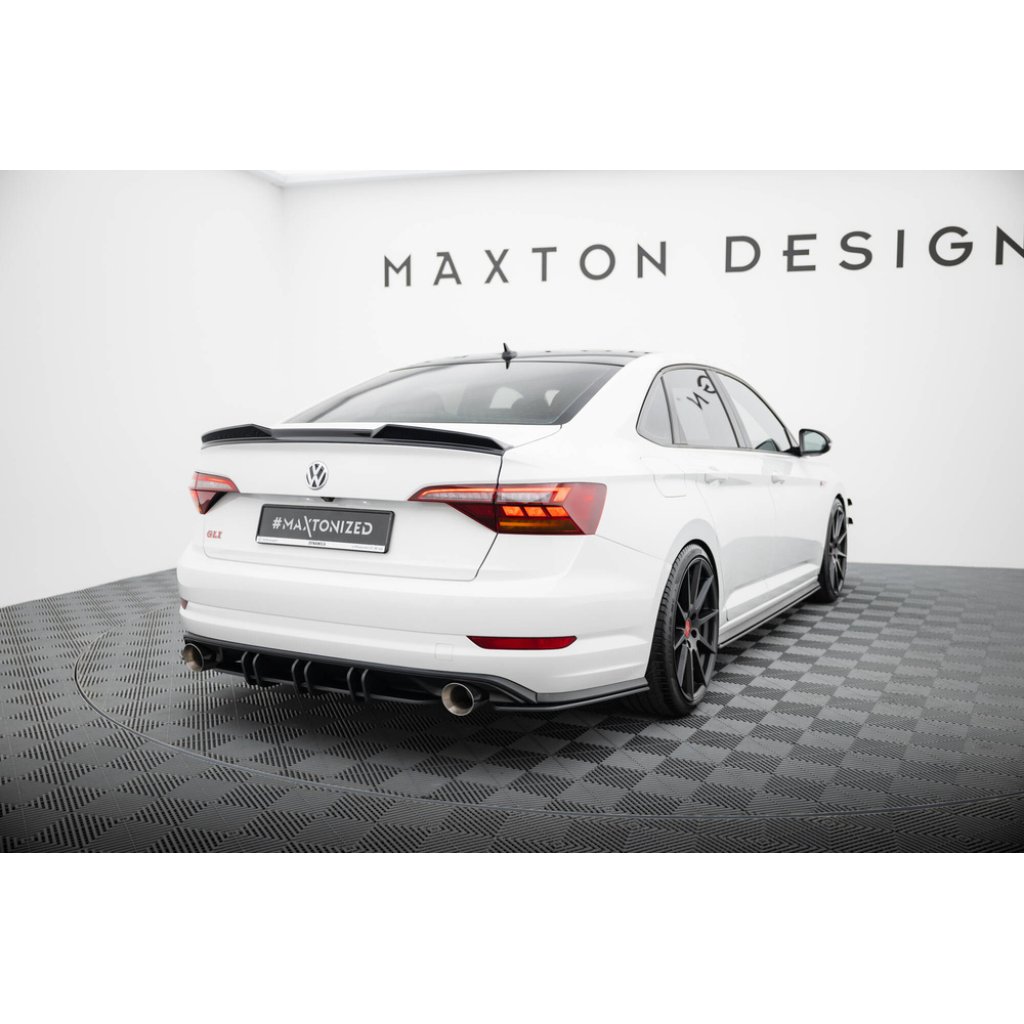 Maxton Design "Street Pro" boční difuzory pod zadní nárazník pro Volkswagen Jetta Mk7 GLI, plast ABS bez povrchové úpravy, s černou a červenou linkou