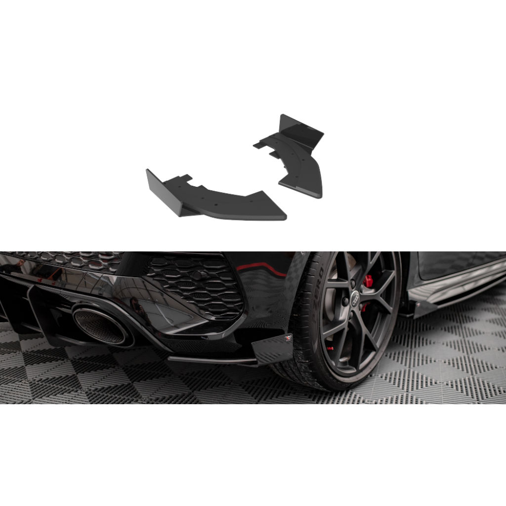 Maxton Design "Street Pro" boční difuzory pod zadní nárazník s křidélky pro Audi RS3 8Y, plast ABS bez povrchové úpravy, Sportback, s červenou linkou