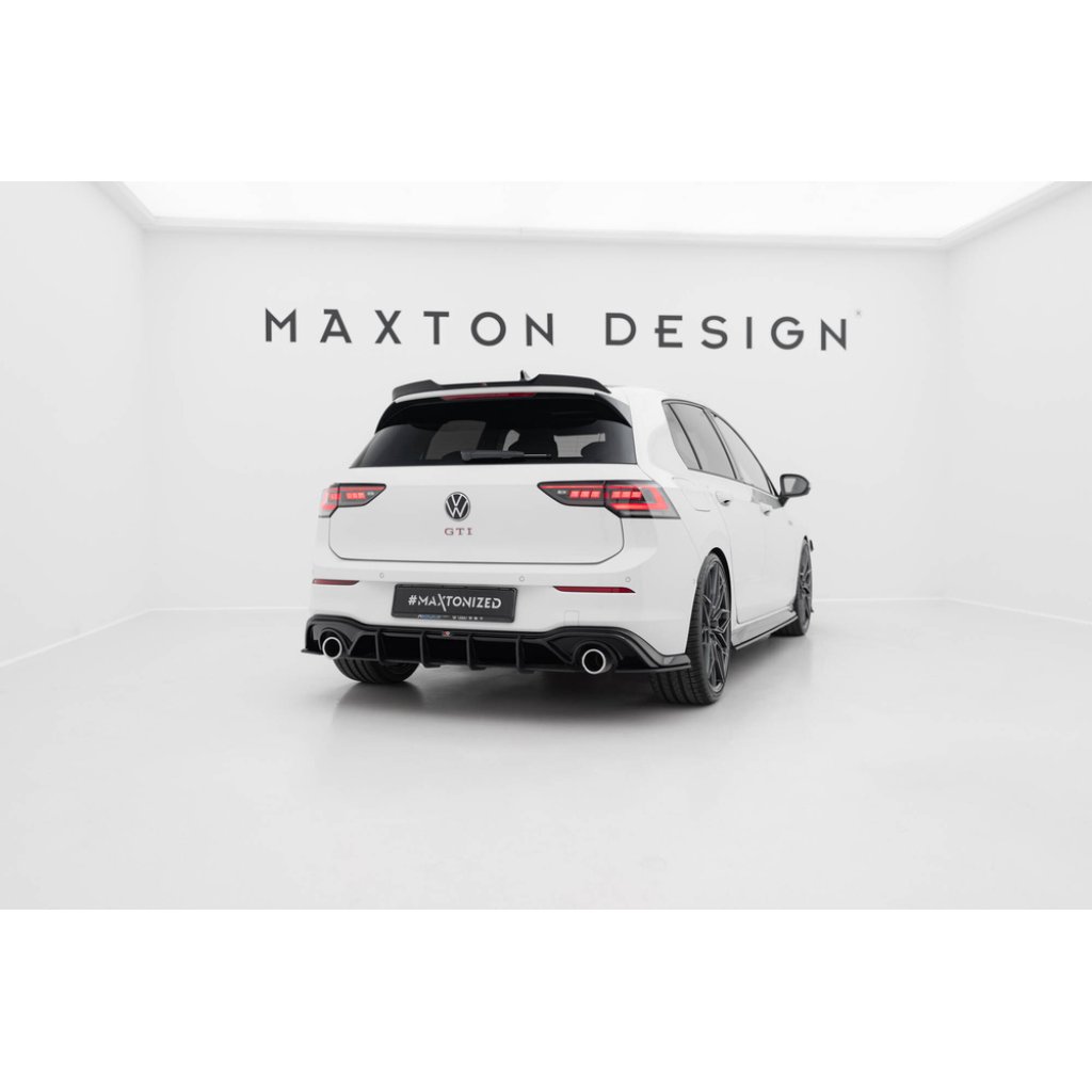 Maxton Design "Street Pro" boční difuzory pod zadní nárazník v.1 pro Volkswagen Golf GTI Mk8, Mk8 Facelift, plast ABS bez povrchové úpravy, s černou a červenou linkou