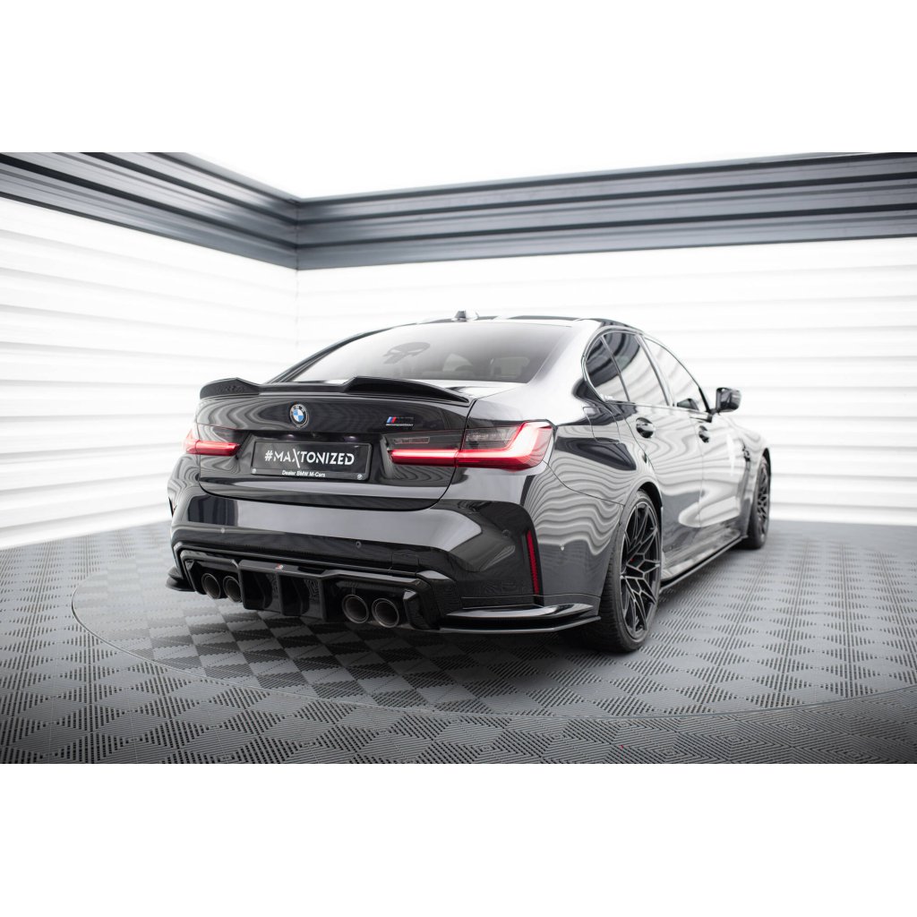 Maxton Design "Street Pro" boční difuzory pod zadní nárazník v.2 pro BMW M3 G80, plast ABS bez povrchové úpravy, s černou linkou