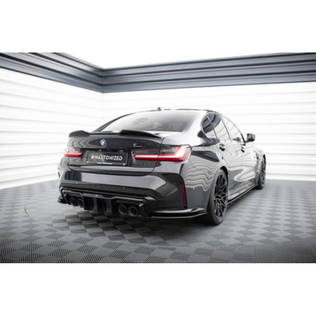 Maxton Design "Street Pro" boční difuzory pod zadní nárazník v.2 pro BMW M3 G80, plast ABS bez povrchové úpravy, s červenou linkou