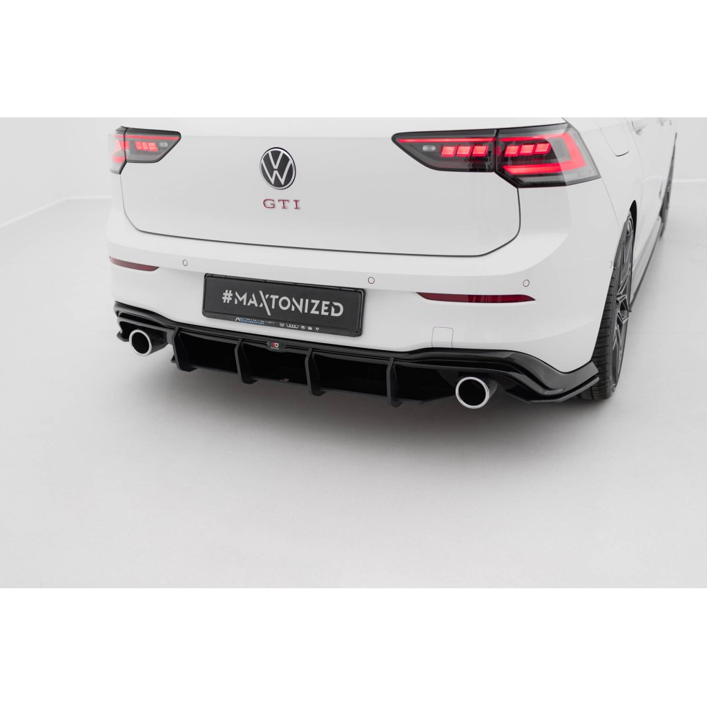 Maxton Design "Street Pro" boční difuzory pod zadní nárazník v.2 pro Volkswagen Golf GTI Mk8, Mk8 Facelift, plast ABS bez povrchové úpravy, s černou a červenou linkou