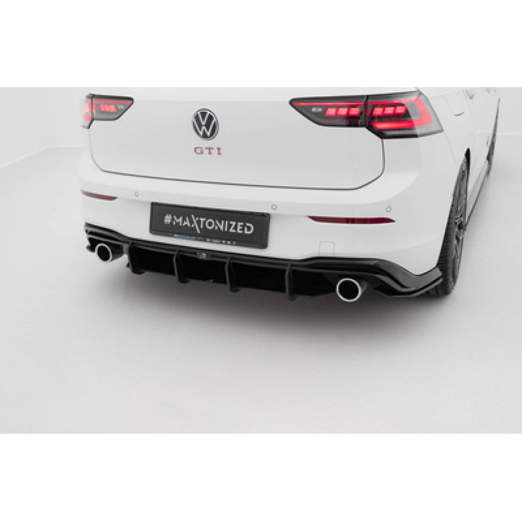 Maxton Design "Street Pro" boční difuzory pod zadní nárazník v.2 pro Volkswagen Golf GTI Mk8, Mk8 Facelift, plast ABS bez povrchové úpravy, s černou a červenou linkou