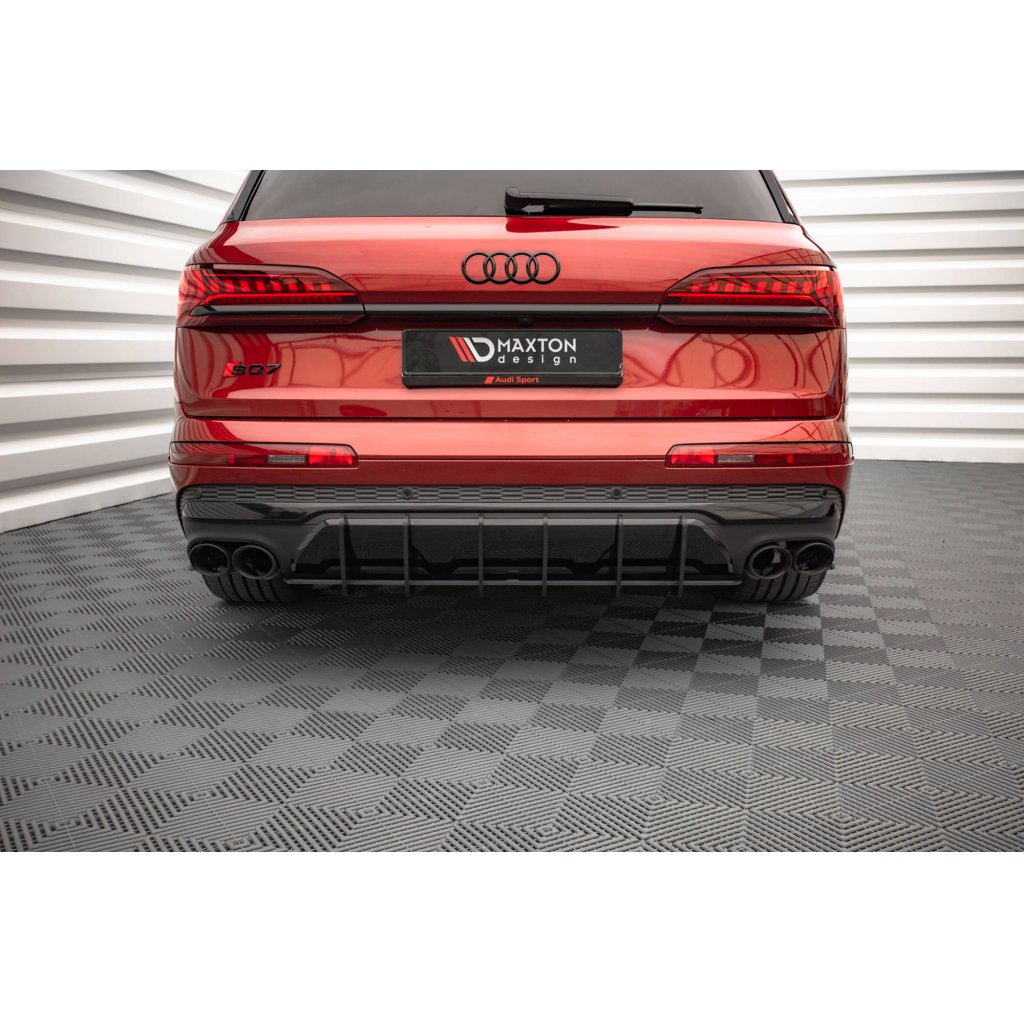 Maxton Design "Street Pro" difuzor zadního nárazníku pro Audi Q7 Mk2 S-Line Facelift, plast ABS bez povrchové úpravy, s černou a červenou linkou