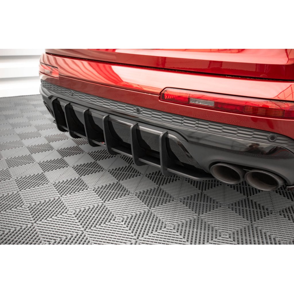 Maxton Design "Street Pro" difuzor zadního nárazníku pro Audi Q7 Mk2 S-Line Facelift, plast ABS bez povrchové úpravy, s černou a červenou linkou