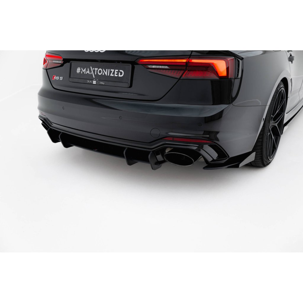 Maxton Design "Street Pro" difuzor zadního nárazníku pro Audi RS5 F5, plast ABS bez povrchové úpravy, Coupe / Sportback, s červenou linkou