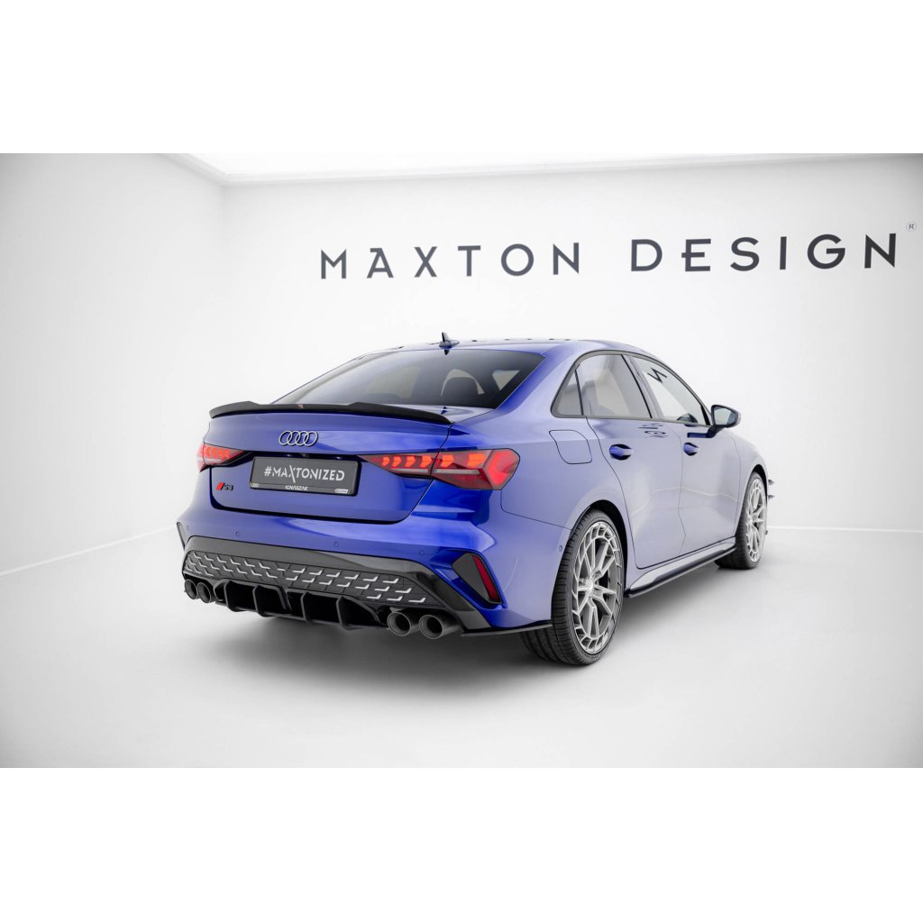Maxton Design "Street Pro" difuzor zadního nárazníku pro Audi S3 8Y Facelift, plast ABS bez povrchové úpravy, Sedan, s černou a červenou linkou