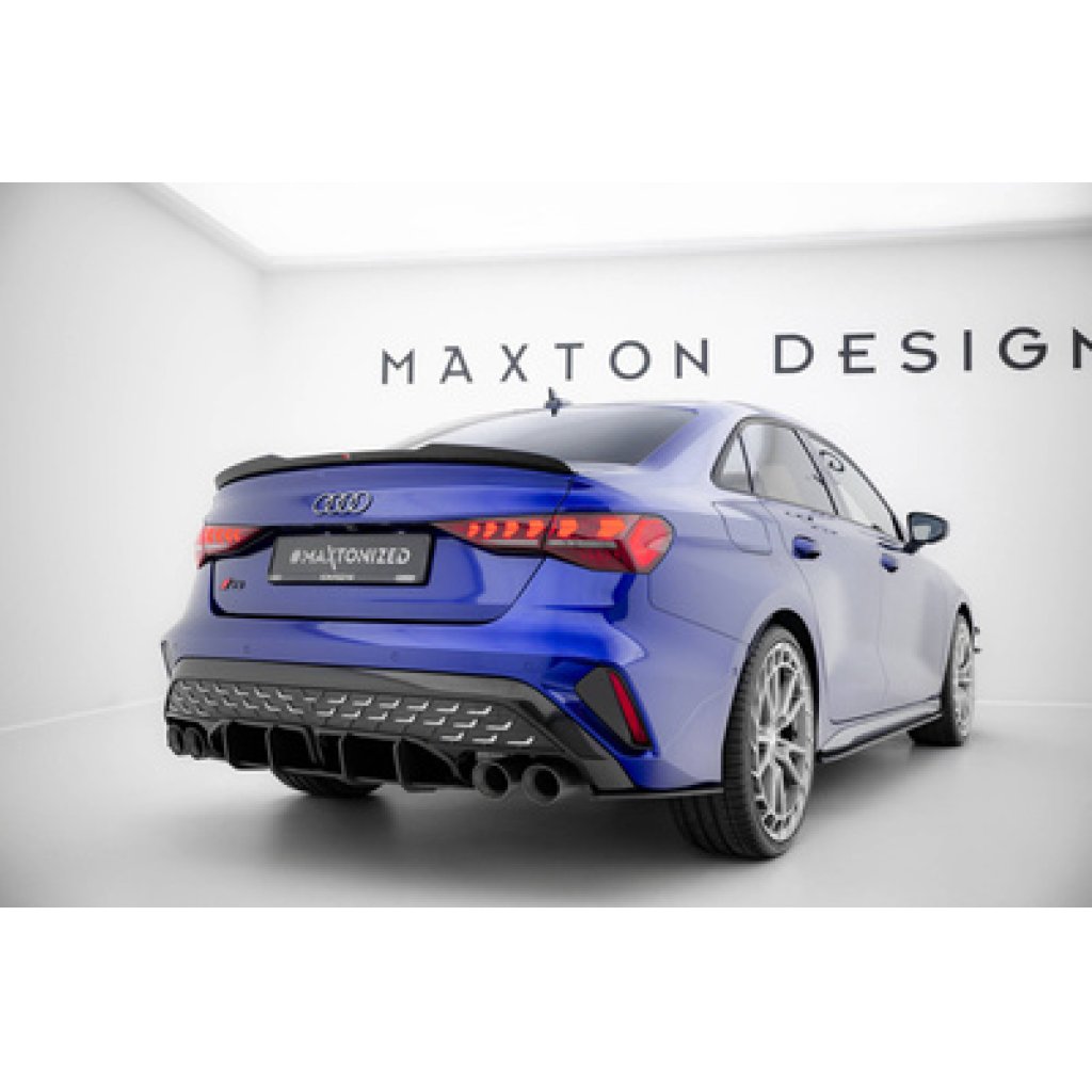 Maxton Design "Street Pro" difuzor zadního nárazníku pro Audi S3 8Y Facelift, plast ABS bez povrchové úpravy, Sedan, s černou a červenou linkou