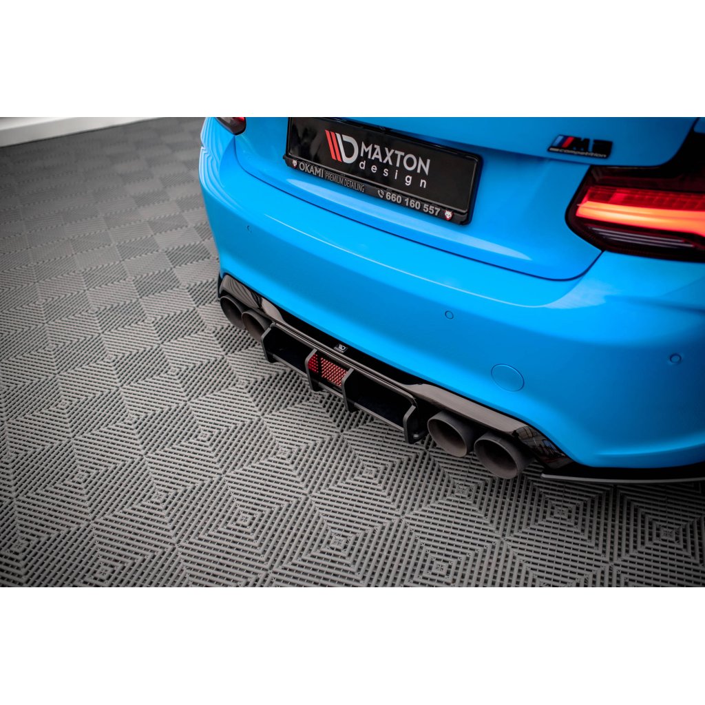 Maxton Design "Street Pro" difuzor zadního nárazníku pro BMW M2 F87, plast ABS bez povrchové úpravy, s červenou linkou