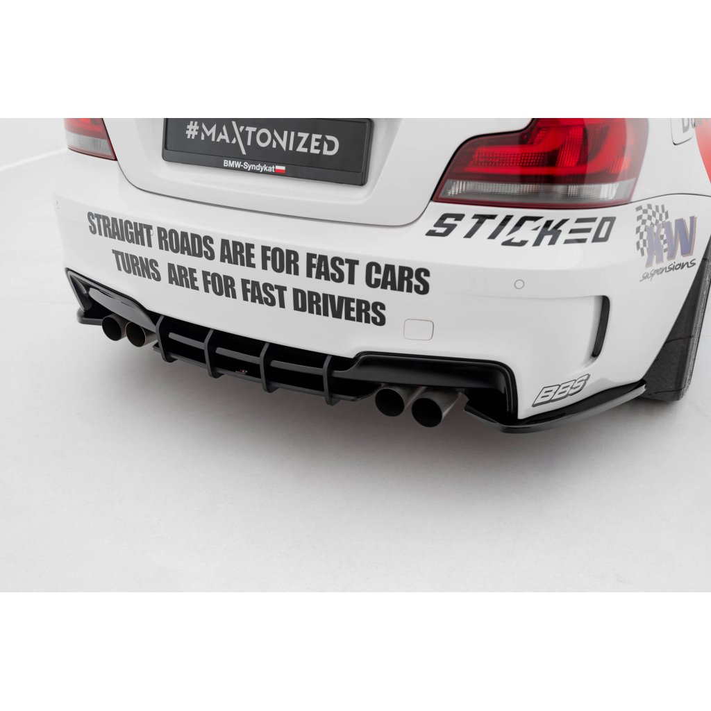 Maxton Design "Street Pro" difuzor zadního nárazníku pro BMW řada 1 E82, plast ABS bez povrchové úpravy, M Coupe, s černou a červenou linkou