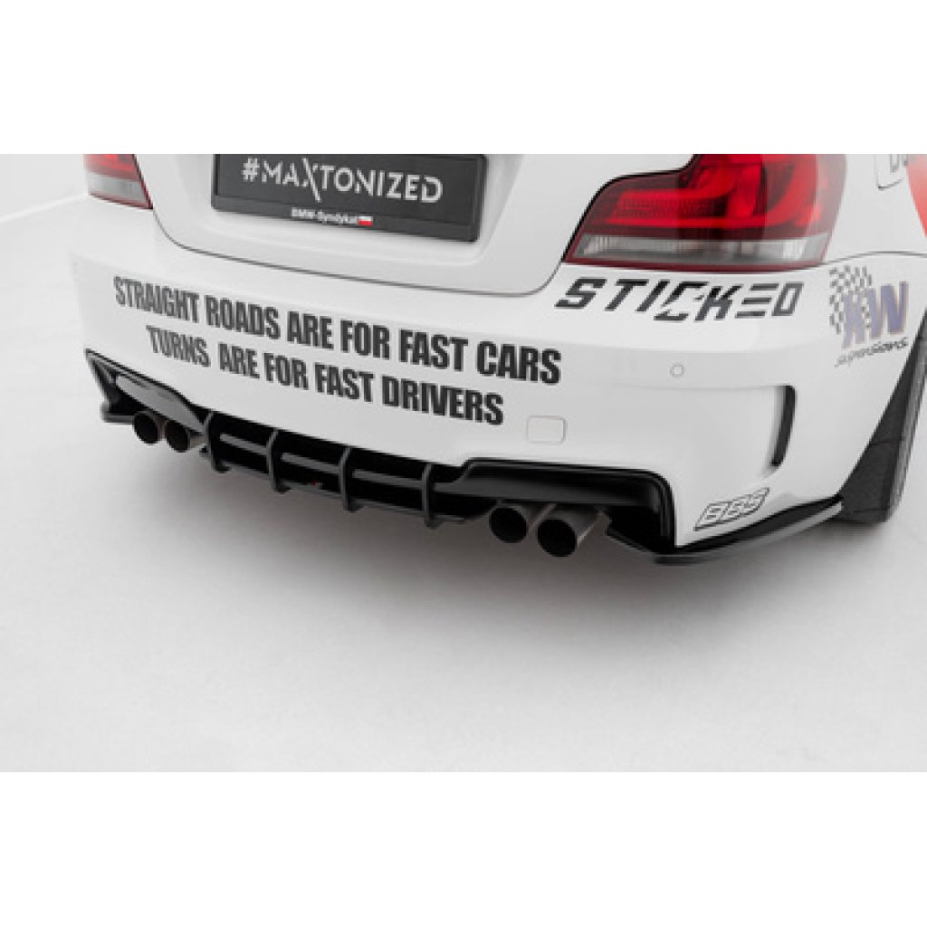 Maxton Design "Street Pro" difuzor zadního nárazníku pro BMW řada 1 E82, plast ABS bez povrchové úpravy, M Coupe, s černou a červenou linkou
