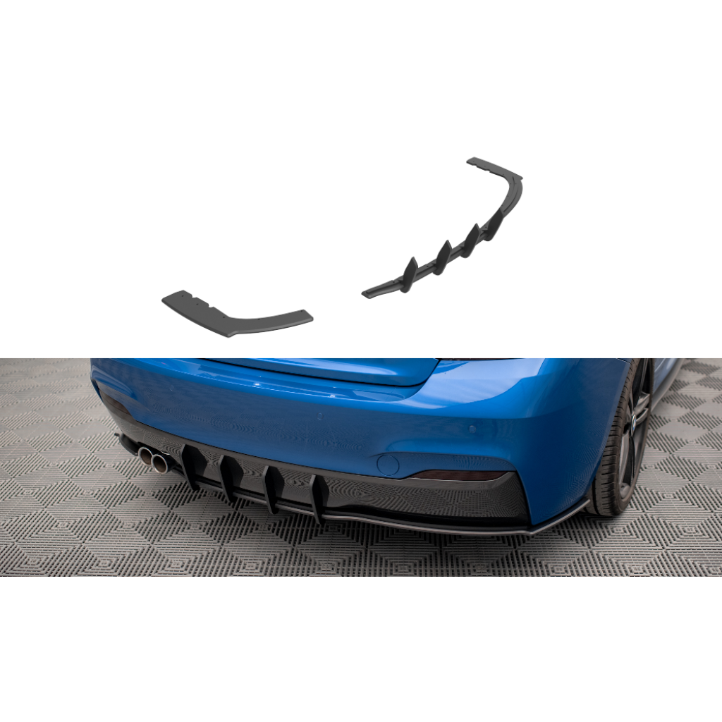 Maxton Design "Street Pro" difuzor zadního nárazníku pro BMW řada 2 F22, plast ABS bez povrchové úpravy, s červenou linkou, M-pack
