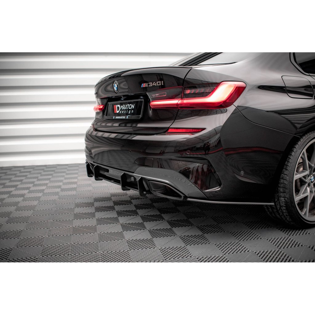 Maxton Design "Street Pro" difuzor zadního nárazníku pro BMW řada 3 G20 M-Pack, G21 M-Pack, plast ABS bez povrchové úpravy, M340, s červenou linkou