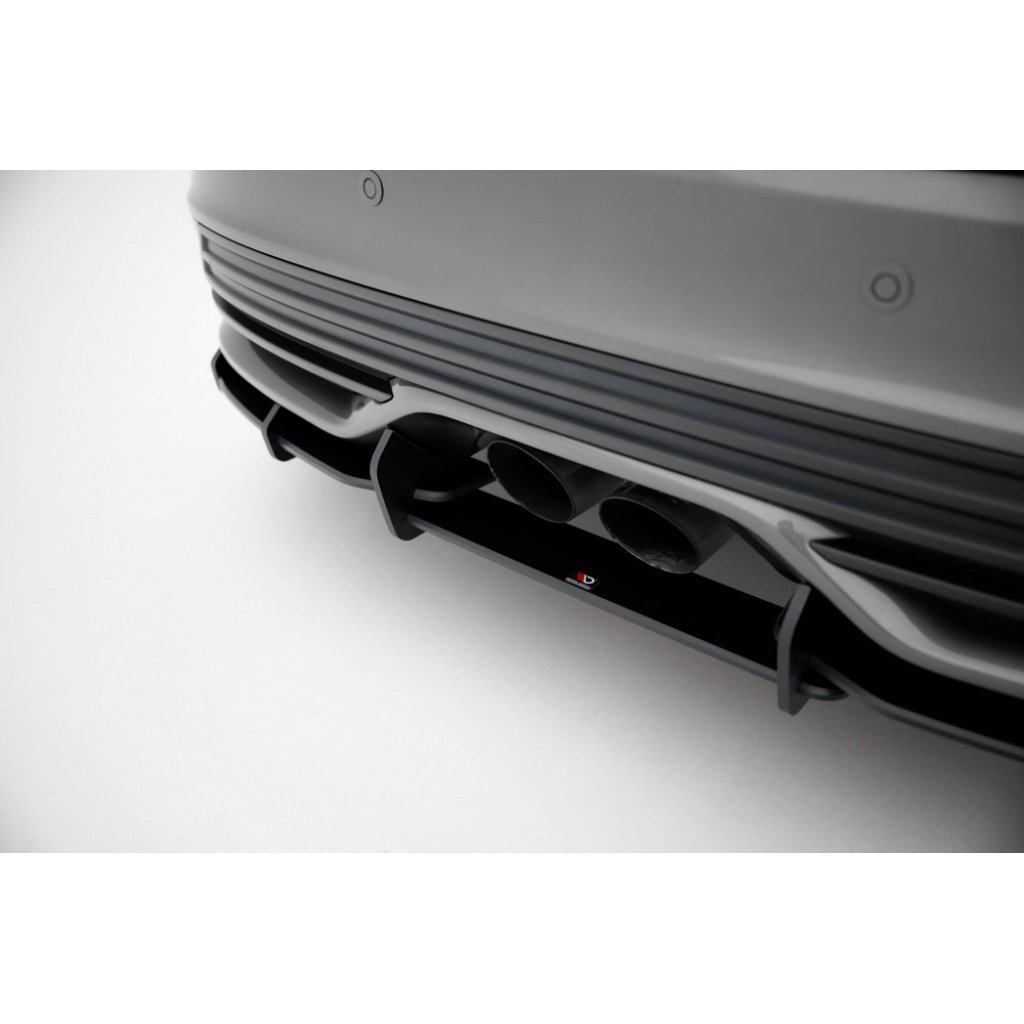 Maxton Design "Street Pro" difuzor zadního nárazníku pro Ford Focus ST Mk3 Facelift, plast ABS bez povrchové úpravy, s černou a červenou linkou