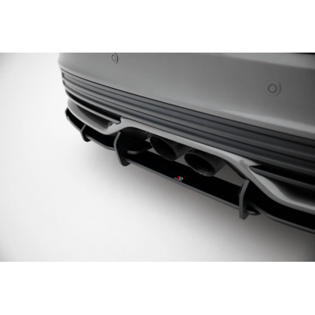 Maxton Design "Street Pro" difuzor zadního nárazníku pro Ford Focus ST Mk3 Facelift, plast ABS bez povrchové úpravy, s černou a červenou linkou