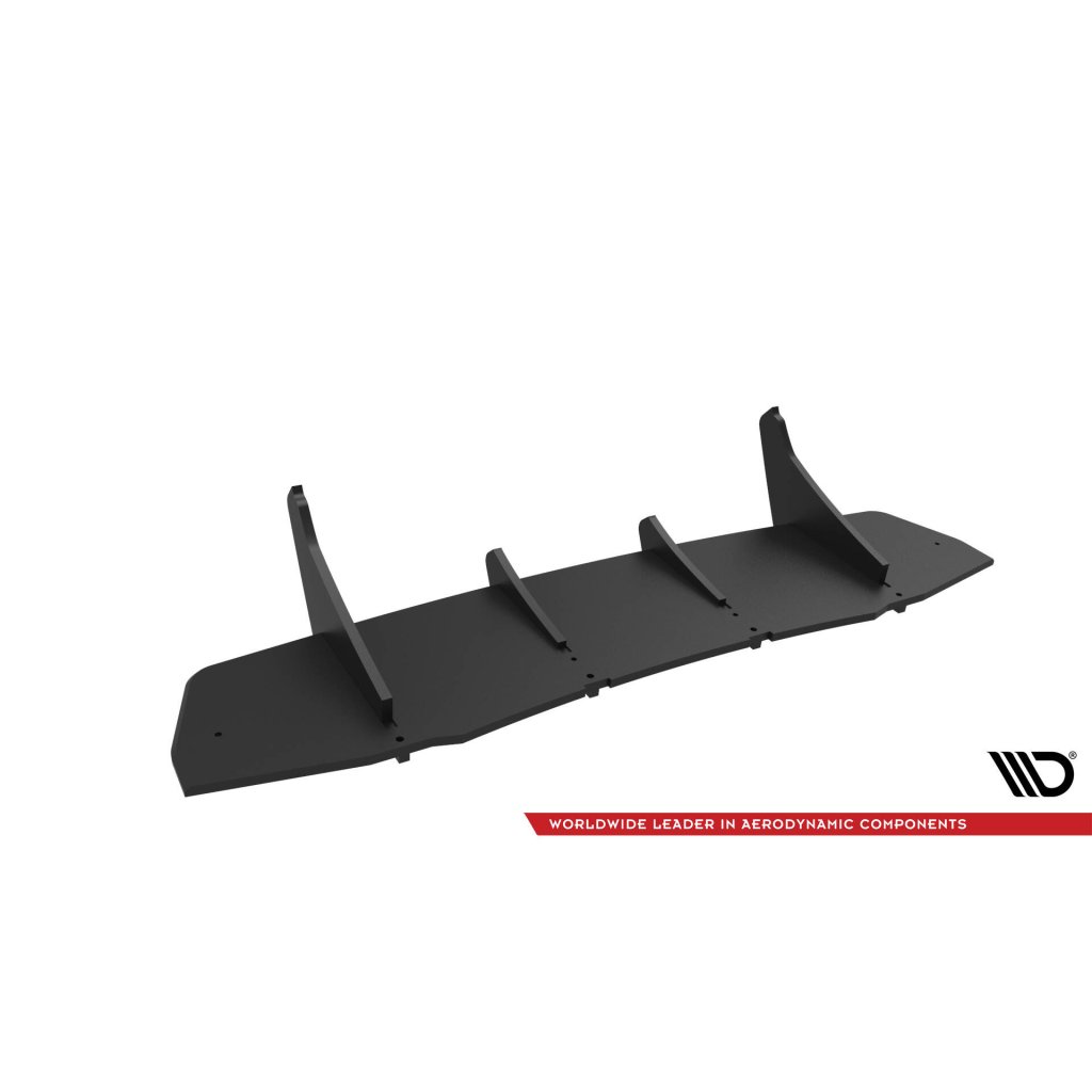 Maxton Design "Street Pro" difuzor zadního nárazníku pro Ford Mustang Mk7 GT, plast ABS bez povrchové úpravy, s červenou linkou